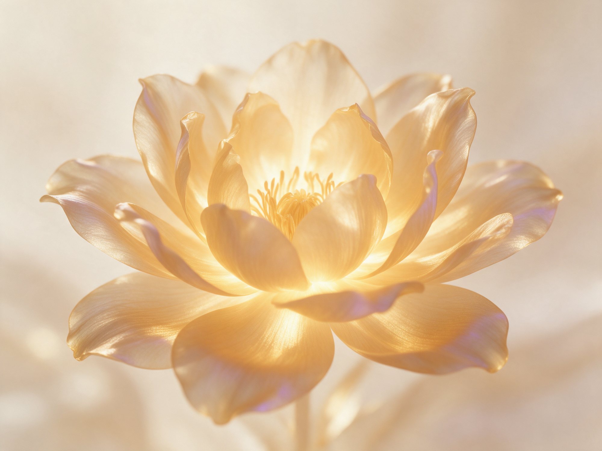 Luminous golden flower glowing with warm light